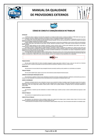 MANUAL DA QUALIDADE
DE PROVEDORES EXTERNOS
Página 22 de 29
 