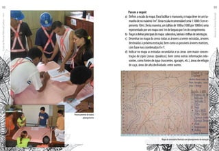 Processamento de dados
- planejamento
Passos a seguir:
a)	Definiraescaladomapa.Parafacilitaromanuseio,omapadeveterumta-
manhodenomáximo1m².Umaescalarecomendávelseria1:1000(1cmre-
presenta10m).Destamaneira,umtalhãode100ha(1000por1000m)seria
representadoporummapacom1mdelargurapor1mdecomprimento.
b)	Traçaraslinhasprincipaisdomapa:cabeceiras,lateraisetrilhasdeorientação.
c) 	Desenhar no mapa do censo todas as árvores a serem extraídas, árvores
destinadasàpróximaextração,bemcomoaspossíveisárvoresmatrizes,
com base nas coordenadas X eY.
d) 	Indicar no mapa as estradas secundárias e as áreas com maior concen-
tração de cipós (zonas cipoálicas), bem como outras informações rele-
vantes,comofontesdeágua(nascentes,igarapés,etc.),áreasderefúgio
de caça, áreas de alta declividade, entre outros.
Mapa de inventário florestal com planejamento da extração
EscoladaFlorestaRobervalCardoso–Acre
98
ManualdoTécnicoFlorestal
99
 