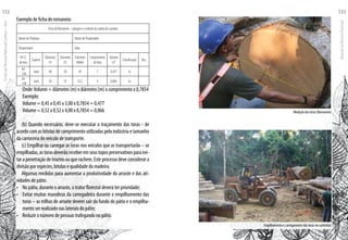 Exemplo de ficha de romaneio:
FichadeRomaneio-cubagemecontroledacadeiadecustódia
NomedoProdutor: NomedaPropriedade:
Responsável: Data:
NºCC
datora
Espécie
Diametro
01
Diametro
02
Diametro
Médio
Comprimento
daTora
Volume
m³
Classificação Obs.
A4
-19A
Jutaí 40 50 45 3 0,477 1a  
A4
-19B
Jutaí 50 55 52,5 4 0,866 2a  
	 Onde:Volume = diâmetro (m) x diâmetro (m) x comprimento x 0,7854
	 Exemplo:
	 Volume = 0,45 x 0,45 x 3,00 x 0,7854 = 0,477
	 Volume = 0,52 x 0,52 x 4,00 x 0,7854 = 0,866
(b) Quando necessário, deve-se executar o traçamento das toras - de
acordo com as bitolas de comprimento utilizadas pela indústria e tamanho
da carroceria do veículo de transporte.
(c) Empilhar ou carregar as toras nos veículos que as transportarão – se
empilhadas,astorasdeverãoreceberemseustopospreservativosparaevi-
tarapenetraçãodeinsetosouquerachem.Esteprocessodeveconsiderara
divisão por espécies, bitolas e qualidade da madeira.
Algumas medidas para aumentar a produtividade do arraste e das ati-
vidades de pátio:
• 	 No pátio, durante o arraste, o trator florestal deverá ter prioridade;
• 	 Evitar muitas manobras da carregadeira durante o empilhamento das
toras – as trilhas de arraste devem sair do fundo do pátio e o empilha-
mento ser realizado nas laterais do pátio;
• 	 Reduzir o número de pessoas trafegando no pátio.
Medição das toras (Romaneio)
Empilhamento e carregamento das toras no caminhão
EscoladaFlorestaRobervalCardoso–Acre
132
ManualdoTécnicoFlorestal
133
 