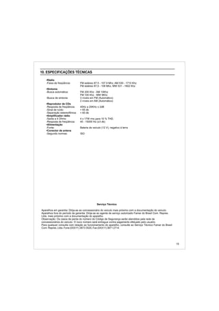 Manual do usuário Player Vectra CDP2500