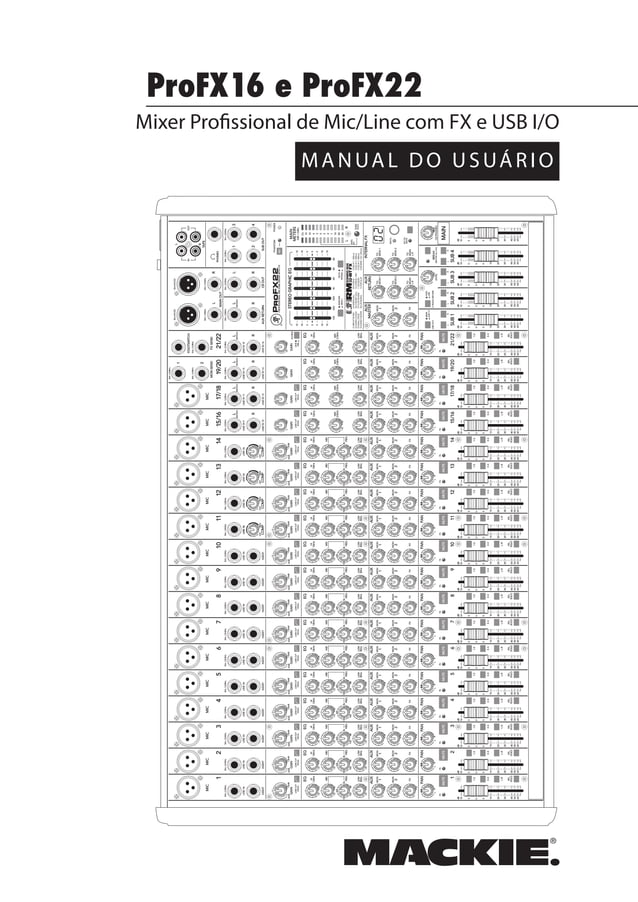 Manual dos Mixers Mackie PROFX16 e PROFX22 (PORTUGUÊS) PDF