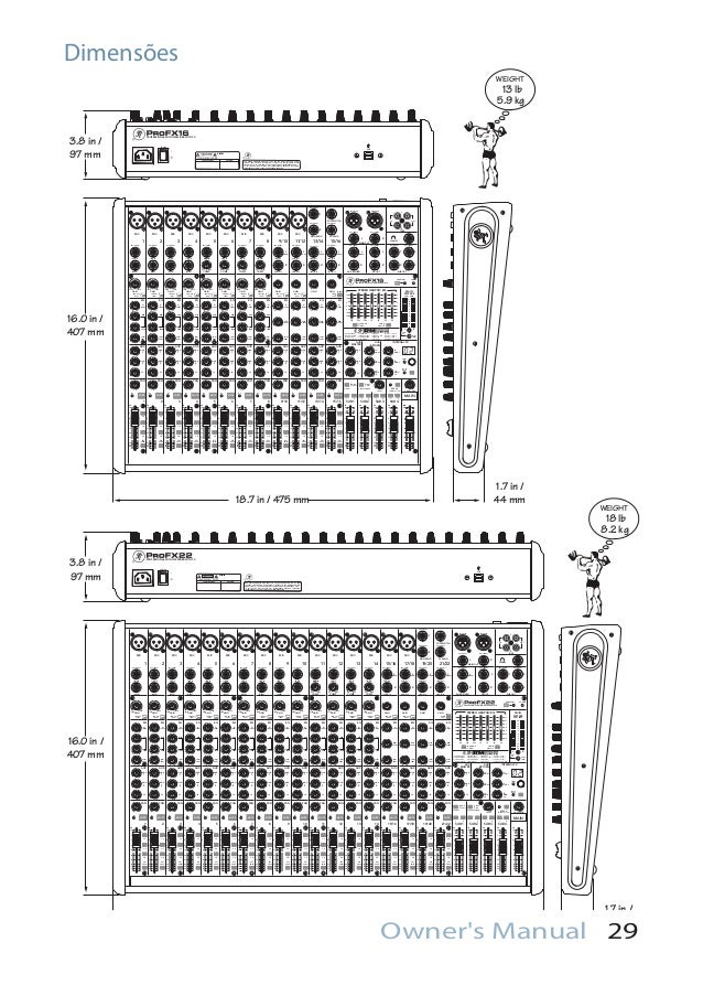 Manual dos Mixers Mackie PROFX16 e PROFX22 (PORTUGUÊS)