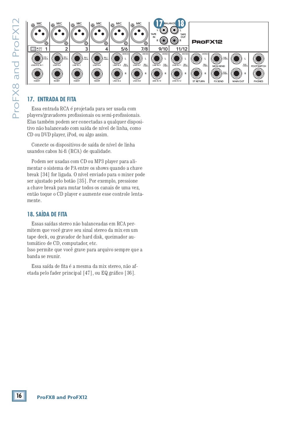Manual dos Mixers PROFX8 e PROFX12 (PORTUGUÊS)