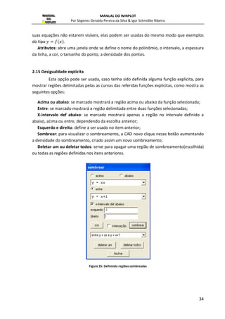MANUAL DO WINPLOT 
Por Sógenes Geraldo Pereira da Silva  Igor Schmidke Ribeiro 
24 
2.2 Paramétricas (F2) 
As funções paramétricas, são do tipo  