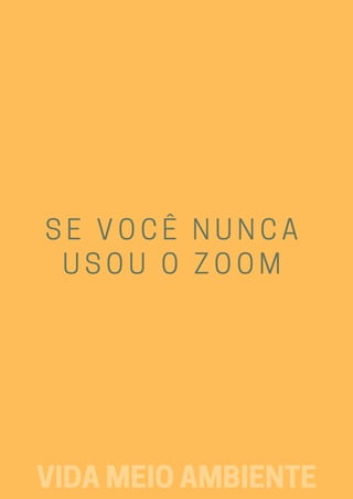 SE VOCÊ NUNCA
USOU O ZOOM
VIDAMEIOAMBIENTE
 