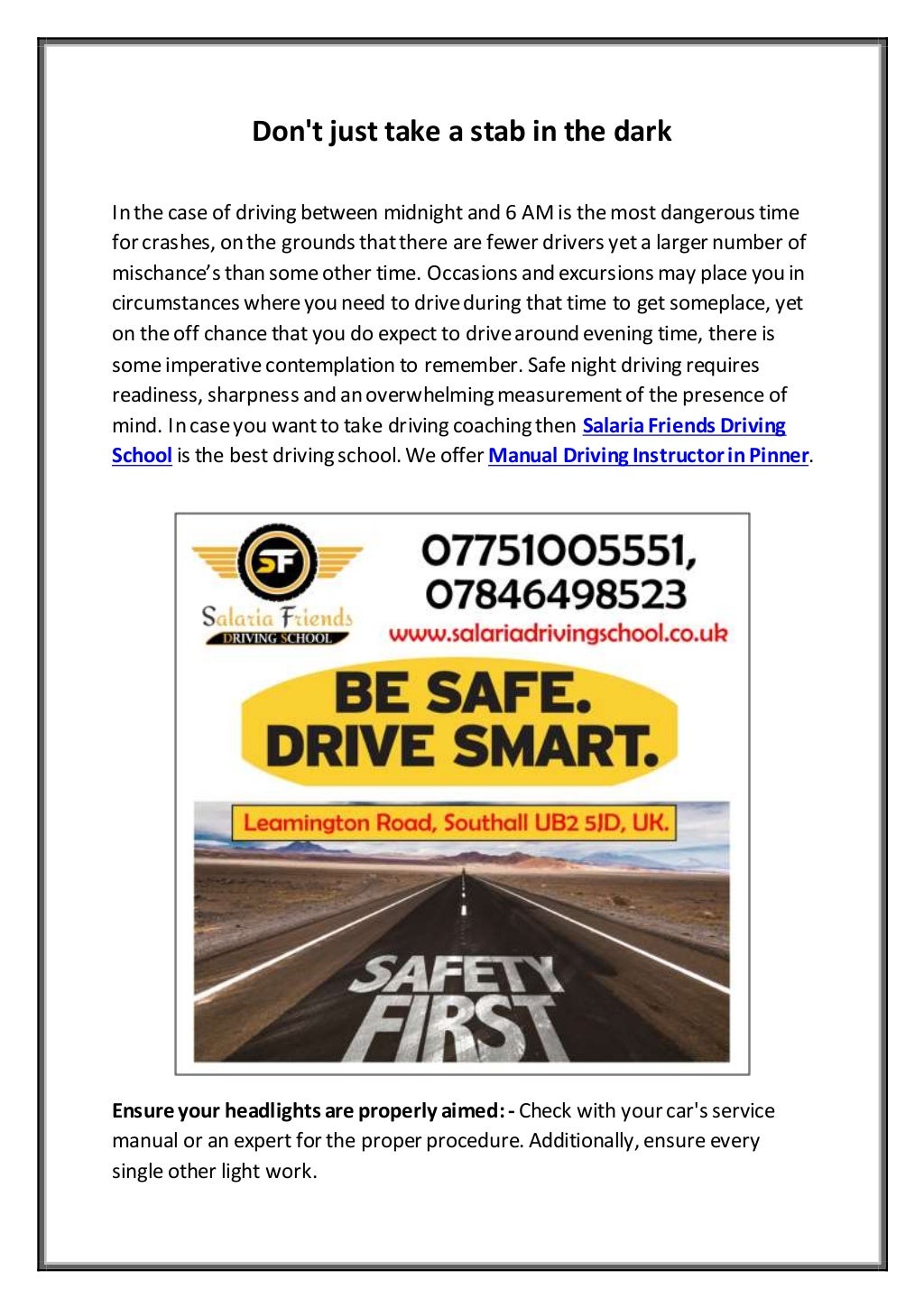 Manual Driving Instructor in Pinner