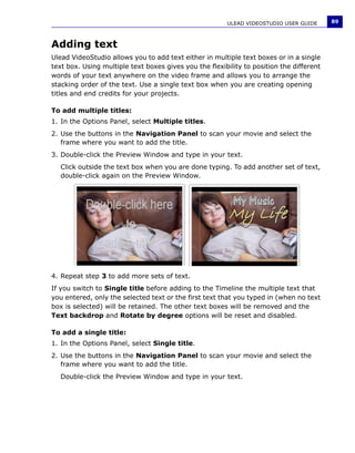 Manuale Ulead Videostudio 11 Plus