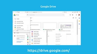Google Drive
https://drive.google.com/
La soluzione più diﬀusa e conosciuta
 