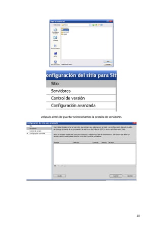 Después antes de guardar seleccionamos la pestaña de servidores.

10

 