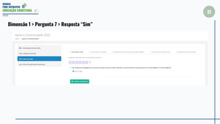 MANUAL
PDDE INTERATIVO
EDUCAÇÃO CONECTADA
31
2022
Dimensão 1 > Pergunta 7 > Resposta “Sim”
 