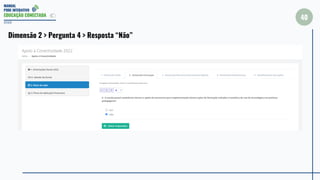 MANUAL
PDDE INTERATIVO
EDUCAÇÃO CONECTADA
40
2022
Dimensão 2 > Pergunta 4 > Resposta “Não”
 