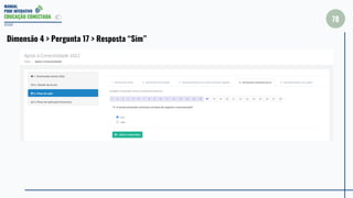 MANUAL
PDDE INTERATIVO
EDUCAÇÃO CONECTADA
78
2022
Dimensão 4 > Pergunta 17 > Resposta “Sim”
 