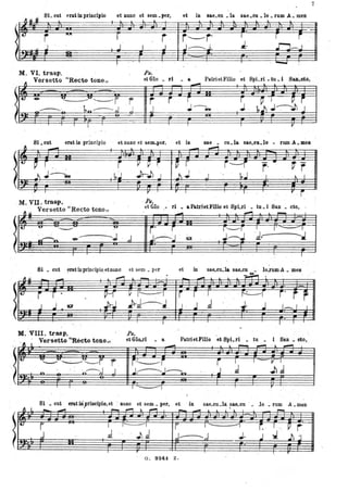 u SL cut t'rat in principio
~ ~ li
et nuno' et sem _per,
l
et in sae_cu _la sae_cu _lo _rum A _ Jnen
l
1;'1; :'~ .~ f lf:~-~
lUI
r r I~~~~.
1 r --r
J. O---.J
r· tf·F
M. VI. t~asp.
.4Versetto uReero tono"
~I > <> g", :: .1JL 41
- -
. ~:.,._ ho..------J
(
I
r
j
Ps.
et Glo _ ri _ a Patri et Filio et SpLri _tu _i SaLeto,
r
J
.-.-.
,r .. r
1------.. 161
,
• l l l
r ~ J ~
.; . b))J----.t'l J
I v
SLeut sae _ cu _la satl-CU_lo - rum A _menerat in princip,io et nune et sem-per, et in
/ ~ - L --y .
7
t:~T , i V ~ r ~ T i '-i t" r~
~ • .J J~ , ~J Jr-j)J 1 J ' " . ~;J ,~ ~ IJ ., .
M. v'II. trasp.
~.~. Versetto "Recto tono"
. Ps.
et 610 - li _ ..PatrietYilio et SpLri _ tu _i San _ cto,
_ •• ioo"""ILl,.....
1;:1;---;::-··..--i.J IH·". ,~=J - . j, r r ' . 191. . . r. r" r ,F .' r
, l'
'J.r
---I·
~
8i _ cul ~lfuprincipio,etnuno et sem _ per et in sae..e~ la sae...cu _ 10..rilm.A _.mea
*1.&1. - - ,......, l _
- _ l
l ~.
rtJ . r r·
~
~ 1-----1 i r I
) J .J tQI ~d~J J . J J
' F-.- ~r i·rf
.;. .J 1:--1 I ·
M. VIII. trasp. Pa.
- , J Versetto '~Récto tono" etGIOJi - a PatrietFili° et SpLri - tu . _ i San _ cto,
, ~ - • L l ~ ....... ' l,....,
~ .
, ""'---"~~ r , i'--i . i 1 I - V I
) n :...--;.J J .J~.J~~ ..J d Jl.J
ì I -, r
" L
Si _ cut erat mprineipio,et : lIune et' sem _ per, et in sae..cu_là sae..cu .lo _ r·um A _men
--..... • . ...... ,...., l ,1""""L~_ ~_---"'" l l l ~
li;? ~-- : ...,i;-:i .I;~;--·i: rl i't;iG; 8241. Z.
 
