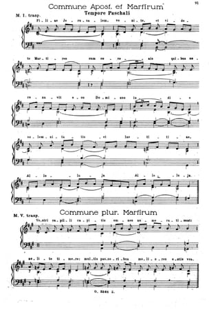...
91
M. I. trasp.
Commune Apost. et Marfirum~
. Tempore Paschali
Fi • li . ae Je ru • sa 1em, ve Di • te, et vi de •
--- ---, ,. •.~'-p. !'
.' I
te Mar. ti res oum (1) ro • • ois~ D . ,"",,--,-
qui • bus GO •
r· r ,. f~ --"
~ ,,-- -:--
ro Da vit e • os Do • mi DUS io •~di e
r--- -- 11· " ',, - - - 1'-''''
so _ leDi _ Di • ta tis • et lae ti ti· ae,
.eh. -
~rv I
. - r----------r~F qf - •
f--r'i
. ~:=? q~' r
Al _ . le • lu fa Al . le _ • lu • ja. .
.... -
ll~
-f
,.
r,----"r---- .::;r • r r' f ·
I j J~ ... ..J-----.....J......---...J " I
M. V. trasp. Commune .pIur. Ma.r1irum
Ve.stri ~a. pil. li ca. pi tis om. Des nn • me ra ..• ti. su_t:
t " i~
~M i
.0. li . te ti • me.re: muI.tis pas~se. ri .bus me. li .. o • res e.stis V06.
110' 7:r-- ~ ~. ~~:~~r:
,
~- • - f - -'---~-......I t ·,.. I
f JIl.Al J ....I . ~

"":-' .-
I
. .
-,G. &:I". Z.
 
