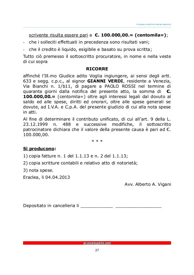 GUIDA Breve Al RECUPERO CREDITI Con DECRETO INGIUNTIVO