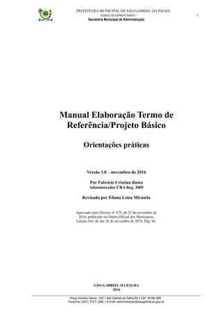 Manual elaboração Termo de Referência/Projeto Básico