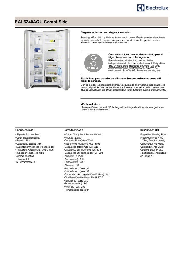 Manual electrolux frigorífico eal6240aou