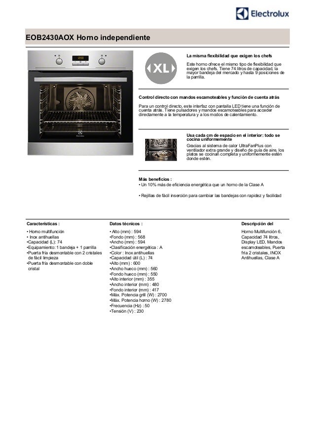 Manual electrolux horno eob2430 aox