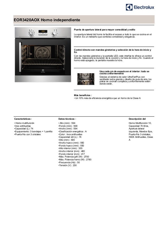 Manual electrolux horno eor3420aox