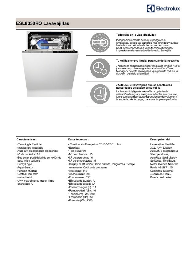 Manual electrolux lavavajillas esl8330ro