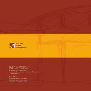 Scuola
Edile
Bresciana
dal1946
I QUADERNI
DELLA SEB
Scuola
Edile
Bresciana
dal1946
Manuale macchine movimento
terra: utilizzo e sicurezza
SCUOLA EDILE BRESCIANA
Via della Garzetta, 51 - 25133 Brescia
Tel. 030 2007193 - Fax 030 2091737
info@scuolaedilebresciana.it - www.scuolaedilebresciana.it
C.F. 80012610178
Sede di Breno
Via Leonardo da Vinci - 25043 Breno
Tel. 0364 321082 - Fax 0364 321082
infobreno@scuolaedilebresciana.it
Manualemacchinemovimentoterra:utilizzoesicurezzaIQUADERNIDELLASEB
A cura di Bianchini Giuliano
 