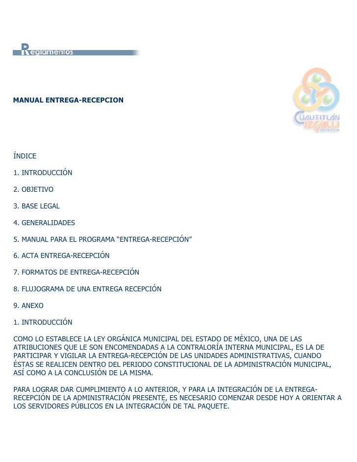 Manual entrega recepcion