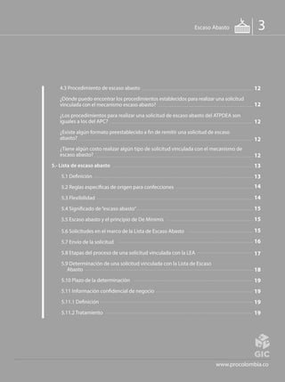 3Escaso Abasto
www.procolombia.co
4.3 Procedimiento de escaso abasto	
¿Dónde puedo encontrar los procedimientos establecid...