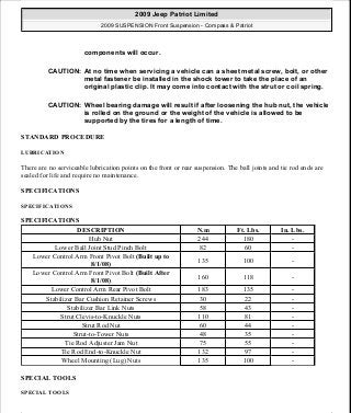 Manuales de reparaciones jeep compass y patriot limited 2007-2009