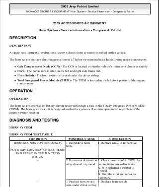 Manuales de reparaciones jeep compass y patriot limited 2007-2009