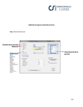 110
Definición de algunos materiales de Acero
Tipo: Channel Section (U)
 