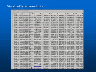 Visualización del peso sísmico.
 