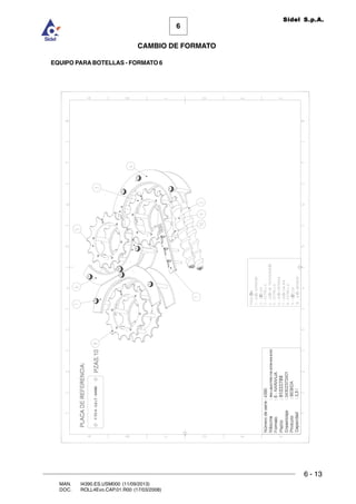 6 - 13
6
CAMBIO DE FORMATO
MAN. I4390.ES.USM000 (11/09/2013)
DOC. ROLL4Evo.CAP.01.R00 (17/03/2008)
Sidel S.p.A.
EQUIPO PARA BOTELLAS - FORMATO 6
 