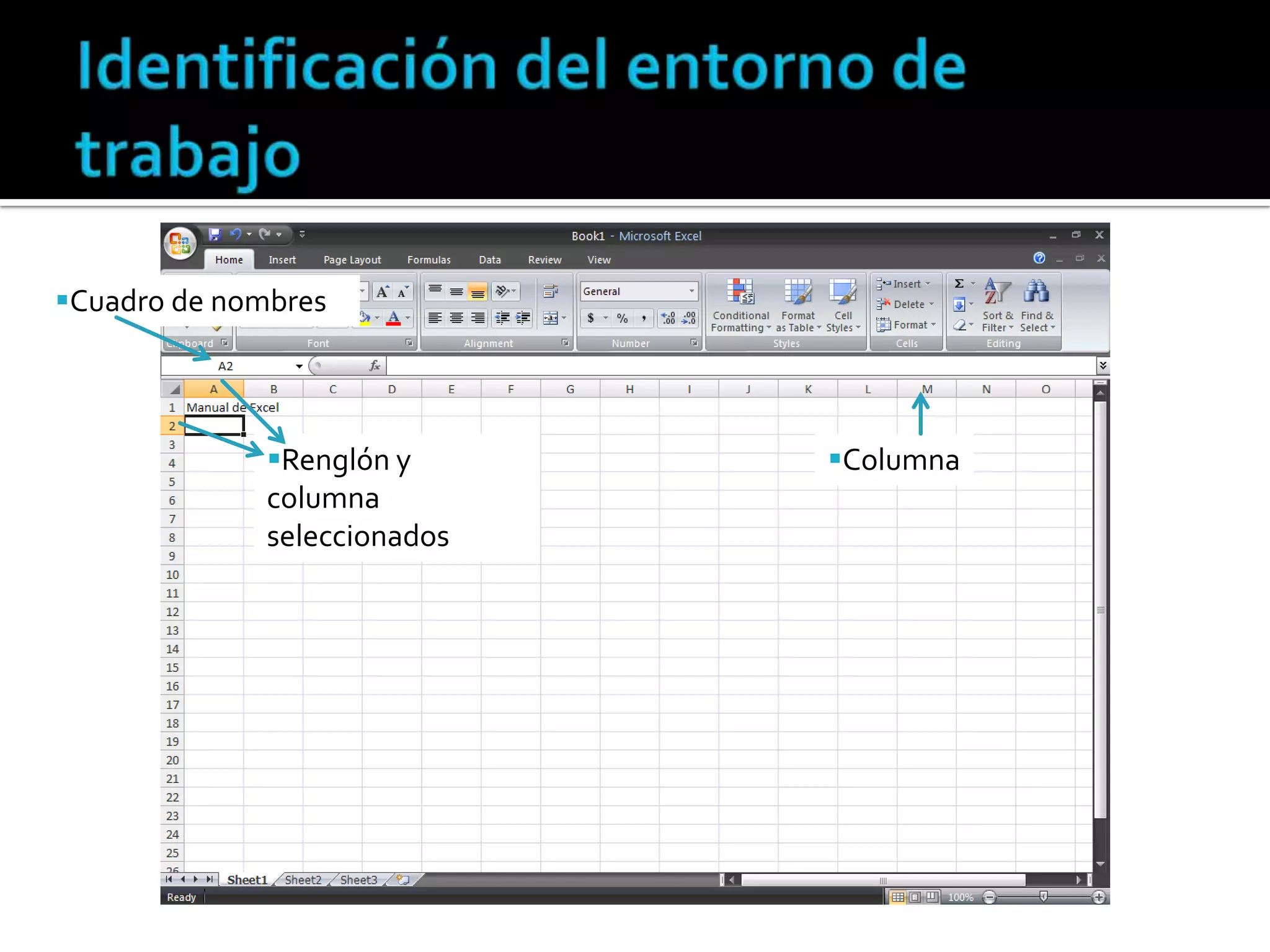 Cuadro de nombres

Renglón y
columna
seleccionados

Columna

 