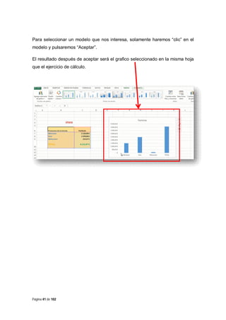 Para seleccionar un modelo que nos interesa, solamente haremos “clic” en el
modelo y pulsaremos “Aceptar”.
El resultado después de aceptar será el grafico seleccionado en la misma hoja
que el ejercicio de cálculo.

Página 41 de 102

 
