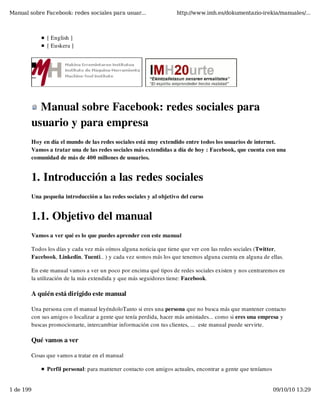 Manual sobre Facebook: redes sociales para usuar...               http://www.imh.es/dokumentazio-irekia/manuales/...



  ...