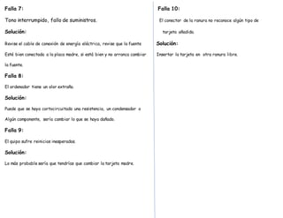 Manual fallas y soluciones de componentes de cómputo PPT