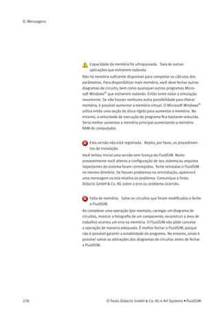 Discuta a relação entre o circuito e o diagrama
trajeto-passo.
28.1 Circuito com sobreposição de sinais
É preciso identiﬁcar os pontos do circuito onde
ocorre sobreposição de sinais nas válvulas de 5/2
vias 1V2 e 2V2. Com esse diagrama trajeto-passo
o desenho do circuito usando válvulas de rolete
não pode operar por causa da sobreposição de
sinais.
 