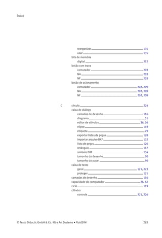 Não se recomenda o uso de válvulas de rolete
escamoteável.
© Festo Didactic GmbH & Co. KG e Art Systems • FluidSIM 237
 