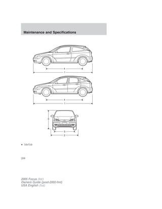 • 3dr/5dr
2005 Focus (foc)
Owners Guide (post-2002-fmt)
USA English (fus)
Maintenance and Specifications
208
 