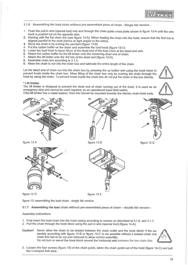 Manual for liftket electrical chain hoist | PDF