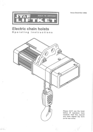 Manual for  liftket electrical chain hoist