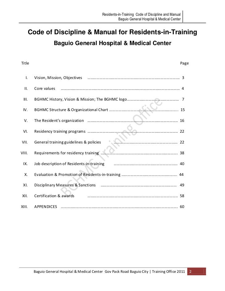 Benguet General Hospital Organizational Chart