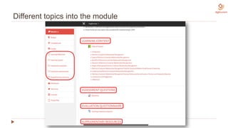 Different topics into the module
 