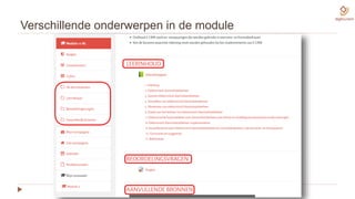 Verschillende onderwerpen in de module
 