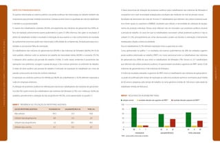 |manualdesegurançaesaúdenotrabalho|indústriagalvânica|estudodecampo|
|páginas56e57|
ASPECTOS FONOAUDIOLÓGICOS
As queixas relacionadas ao sistema auditivo e às perdas auditivas não relacionadas ao trabalho também são
importantes para priorizar medidas preventivas, voltadas ao bem-estar e à qualidade de vida do trabalhador
e também a sua produtividade.
A maioria dos trabalhadores avaliados (85,6%), principalmente das indústrias de galvanotécnica (94%), re-
feriu ter realizado anteriormente exame audiométrico e parte (21,8%) informou não saber os resultados. É
direito do trabalhador receber o resultado e orientação de seus exames e o não conhecimento do resultado
de audiometrias anteriores pode estar relacionado à dificuldade de compreensão, limitada pela baixa esco-
laridade ou por possível falha de orientação.
Os trabalhadores das indúsrias de galvanotécnica (89,9%) e das indústrias de folheados (68,0%), 84,1% do
total avaliado, referiram ruído no ambiente de trabalho de intensidade média (48,9%) e constante (70,1%),
e relataram alívio auditivo pós-jornada de trabalho (19,4%). O ruído nestes ambientes é proveniente das
operações com polimento, secagem e queda de peças, e dos motores presentes no ambiente de trabalho.
O relato de alívio auditivo pós-jornada de trabalho é indicador da exposição do trabalhador aos níveis de
pressão sonora acima do limiar de conforto individual.
A exposição aos produtos químicos foi referida por 86,0% dos trabalhadores e 70,5% referiram exposição a
ruído em empresas anteriores.
A utilização de protetores auditivos foi referida pela maioria dos trabalhadores das indústrias de galvanotéc-
nica (66,7%) e pela minoria dos trabalhadores das indústrias de folheados (5,7%) e em média por 50,4% dos
avaliados, prevalecendo a utilização do tipo plug/silicone (44,5%), como apresentado no quadro 21.
QUADRO 21 REFERÊNCIA DE UTILIZAÇÃO DE PROTETORES AUDITIVOS
	 USO DE PROTETORES AUDITIVOS	 FOLHEADOS (%)	 GALVANOTÉCNICA (%)	 TOTAL (%)
	 Não utilizam 	 94,3	 33,3	 49,6
	 Utilizam tipo plug/espuma	 0,0	 3,3	 2,4
	 Utilizam tipo plug/silicone	 1,6	 60,1	 44,5
	 Utilizam tipo concha	 4,1	 3,3	 3,5
O baixo percentual de utilização de protetores auditivos pelos trabalhadores das indústrias de folheados é
compatível com a real necessidade avaliada pelos resultados das medições de nível de pressão sonora.
Resultados de dosimetrias de ruído de 34 entre 57 trabalhadores que referiram não utilizar protetores audi-
tivos foram iguais ou superiores a 80dB(A), resultados que indicam a necessidade de utilização do equipa-
mento de proteção individual. Destes, onze referiram não ser necessário usar protetores auditivos durante
a jornada de trabalho. Os casos em que os trabalhadores necessitam utilizar protetores auditivos e não os
utilizam (31,2%), principalmente por achar desnecessário, podem ser devidos à orientação e treinamento
inadequados, aliados a baixa escolaridade.
Poucos trabalhadores (5,7%) referiram exposição extra-ocupacional ao ruído.
Como apresentado no gráfico 7, os resultados dos exames audiométricos de 28% dos avaliados sugerem
perda auditiva relacionada ao trabalho (PART), em maior percentual entre os trabalhadores das indústrias
de galvanotécnica (36%) do que entre os trabalhadores de folheados (7%). Dentre os 227 trabalhadores
que referiram não utilizar protetores auditivos, 42 apresentaram resultados sugestivos de PART, sendo 33 de
indústrias de galvanotécnica e 9 de indústrias de folheados.
O índice de resultados alterados, sugestivos de PART entre os trabalhadores das indústrias de galvanotécni-
ca, pode ser justificado pelo tempo de exposição ao ruído e/ou produtos químicos na empresa atual (média
de 8,6 anos) e pregressa, pelo tempo de trabalho no ramo galvânico (média de 10,8 anos) e pela idade do
trabalhador (média de 40,8 anos).
GRÁFICO 8 RESULTADO DA AUDIOMETRIA TONAL
audição normal resultado alterado não sugestivo de PART* resultado alterado sugestivo de PART*
	100
	 80
	 60
	 40
	 20
	 0
	 %	 86	 7	 7	 58	 6	 36	 65	 6	 28
	 FOLHEADOS	 GALVANOTÉCNICA	 TOTAL AVALIADO
* PART – perda auditiva relacionada ao trabalho
 