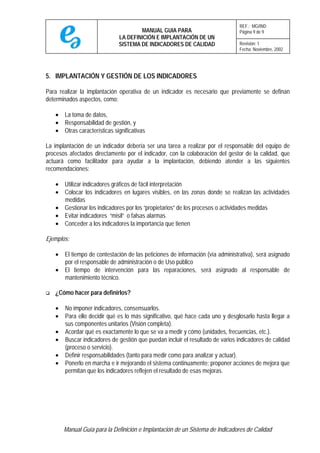 Manual guia para indicadores de la calidad | PDF