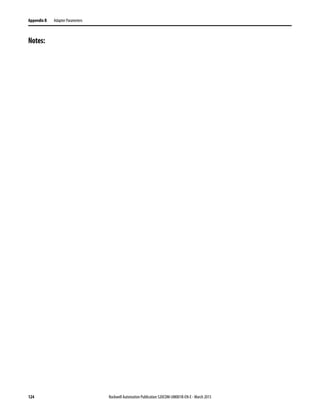 124 Rockwell Automation Publication 520COM-UM001B-EN-E - March 2013
Appendix B Adapter Parameters
Notes:
 
