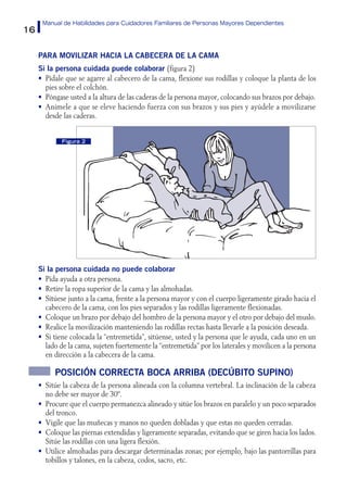 16
Manual de Habilidades para Cuidadores Familiares de Personas Mayores Dependientes
Para movilizar hacia la cabecera de l...