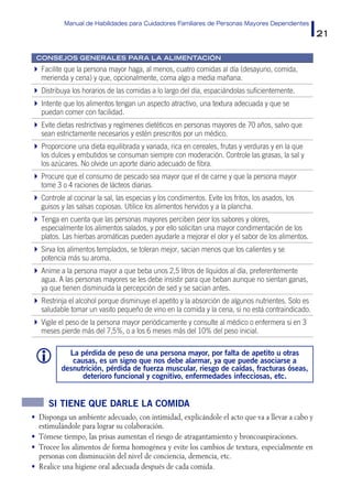 Manual de Habilidades para Cuidadores Familiares de Personas Mayores Dependientes
21
CONSEJOS GENERALES PARA LA ALIMENTACI...