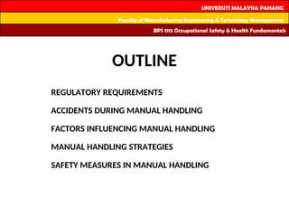 Manual Handling _ part of occupational safety and health | PPT